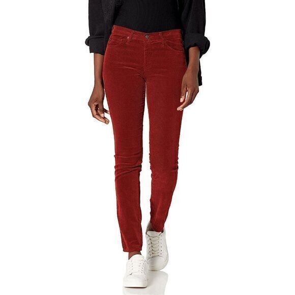Adriano Goldschmied The Prima Red Mid Rise Cigarette Leg Corduroy Skinny Sz 27R - Picture 1 of 10